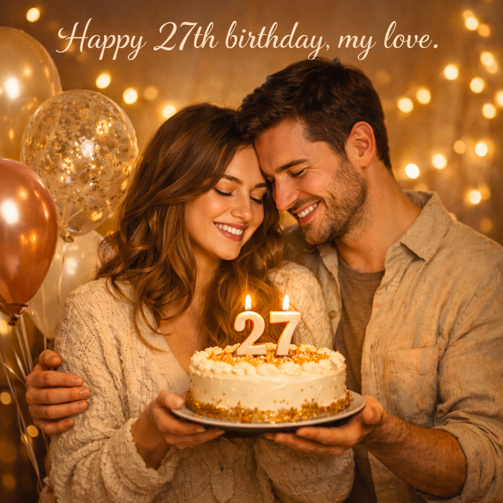 happy 27th birthday my love, romantic birthday image for love