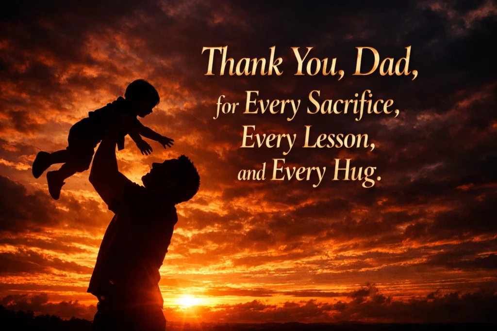 Thank You, Dad, for Every Sacrifice, Every Lesson, and Every Hug.”
happy fathers day wishes