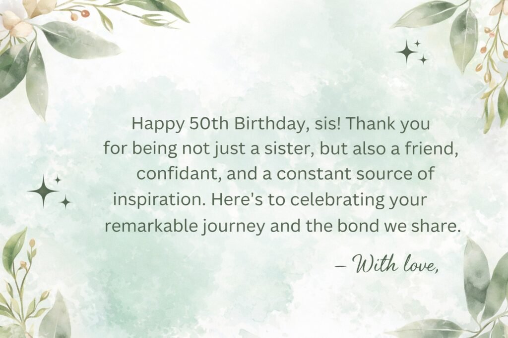 50th birthday wish for sister