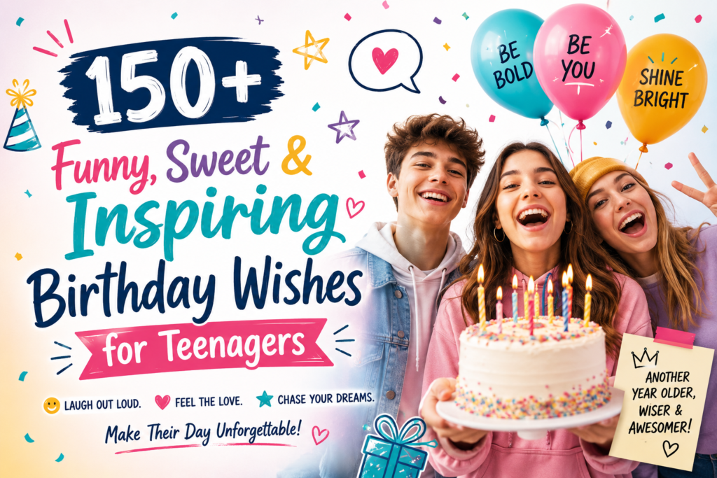 150+ Funny, Sweet & Inspiring Birthday Wishes for Teenagers