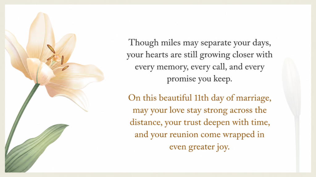 11th Day of Marriage Wish for Long-Distance Couple