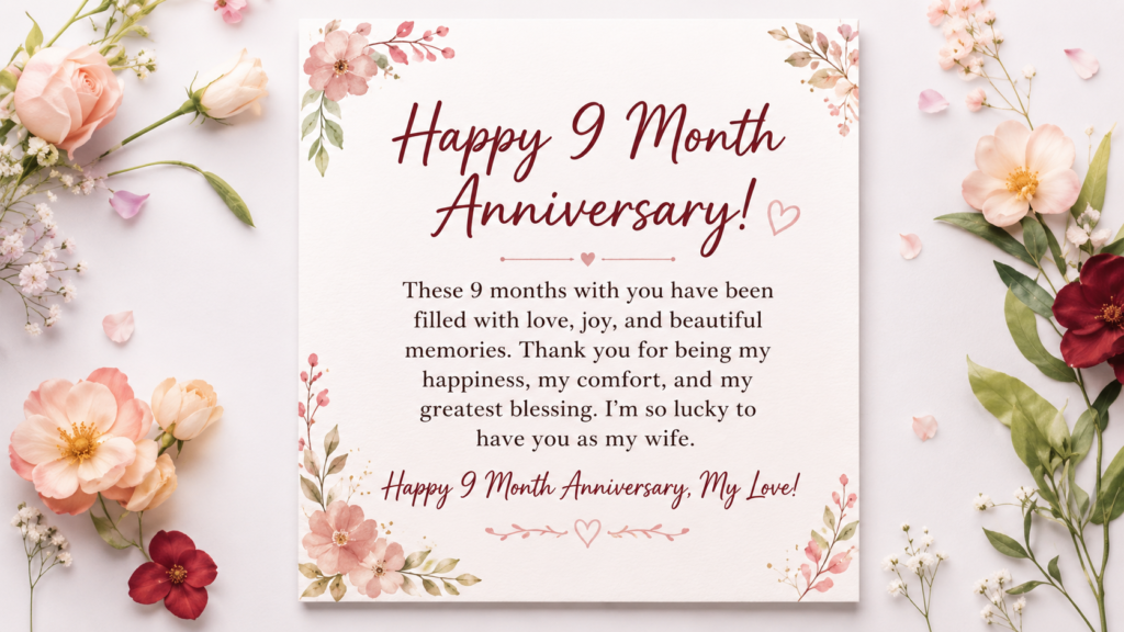 9 month Anniversary Wish for Wife