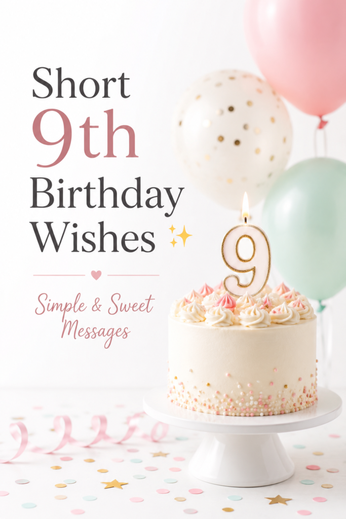 short 9th birthday wishes